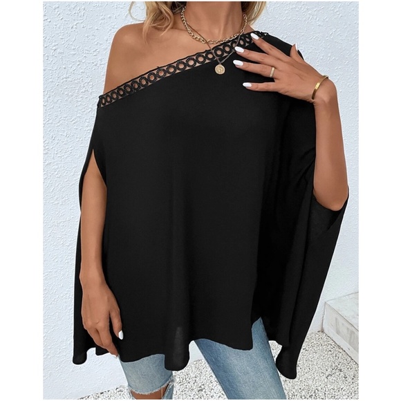 Black One Shoulder Blouse - Picture 5 of 6